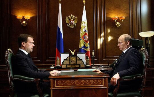 Demitry Medvedev and Putin